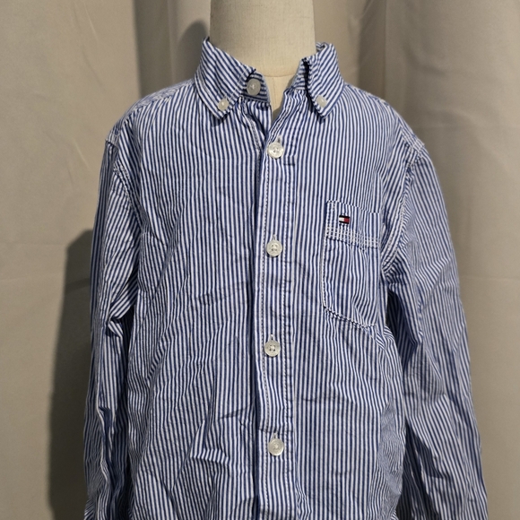 Tommy Hilfiger Blue Striped Kids Oxford Shirt - Picture 1 of 4